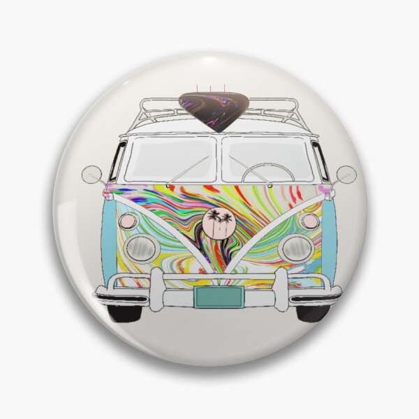 Item preview, Surfboard on top of van with groovy colours - with background designed and sold by Naked Drop.