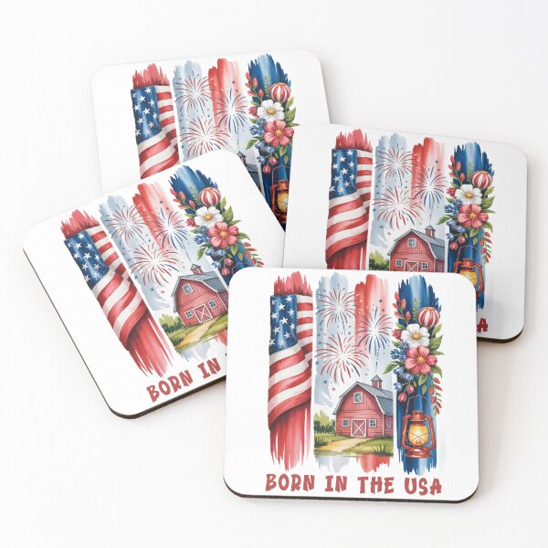 Item preview, Rustic Americana Flag Brushstroke Fireworks Barn Country Style Design designed and sold by SoftStyleStudio ⭐⭐⭐.