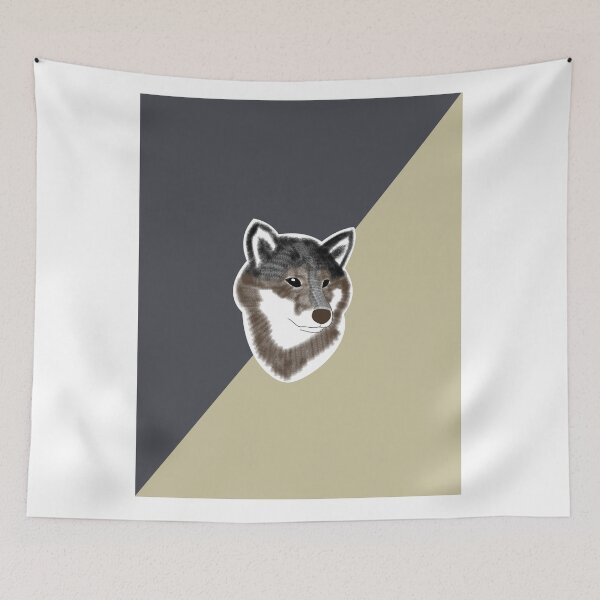 Aperçu de l'œuvre Couleurs bicolores (gris foncé, beige) avec un Shiba Inu noir créée et vendue par ShibaCruise-On.