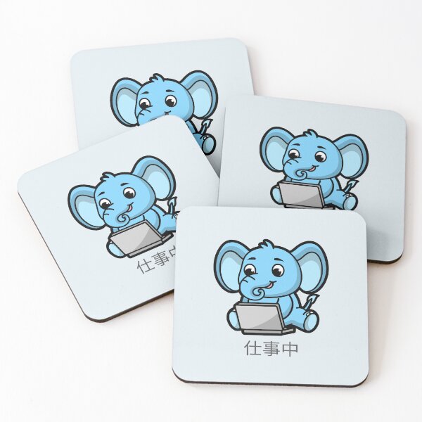 Item preview, Light Blue Elephant is Currently Working Japanese designed and sold by DJCartoonDesigns.