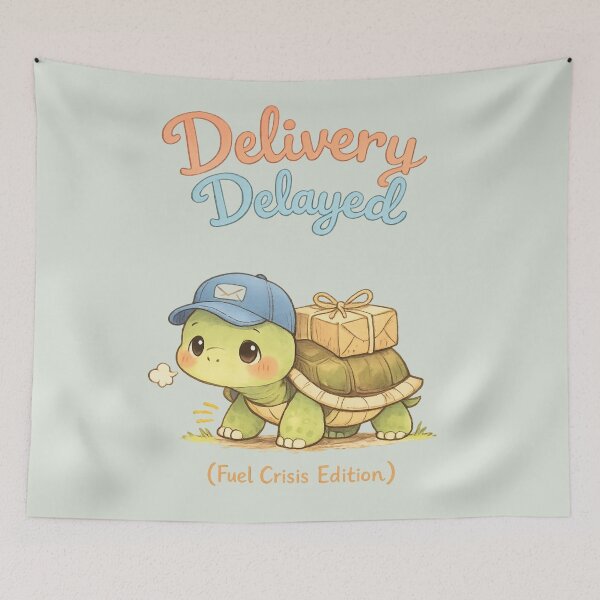 Item preview, Cute Slow Turtle Delivery | Delivery Delayed Fuel Crisis Edition Kawaii Pastel Cartoon designed and sold by PopCulturePixel.