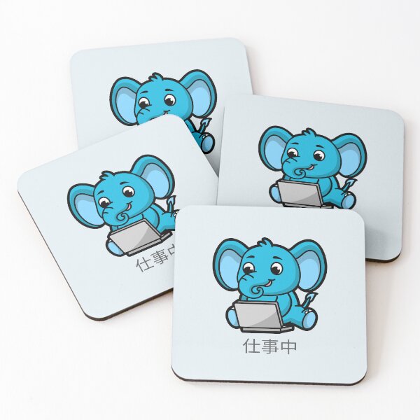Item preview, Blue Elephant is Currently Working Japanese designed and sold by DJCartoonDesigns.