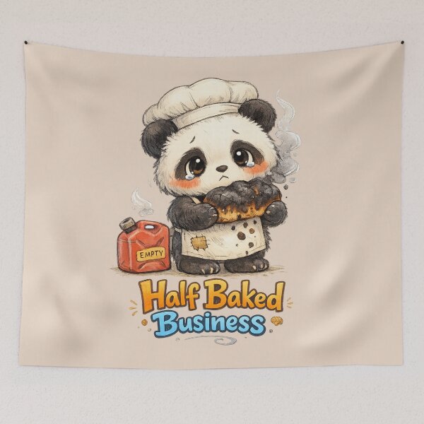 Item preview, Cute Panda Baker Burnt Bread | Half Baked Business Funny Cozy Animal Illustration designed and sold by PopCulturePixel.