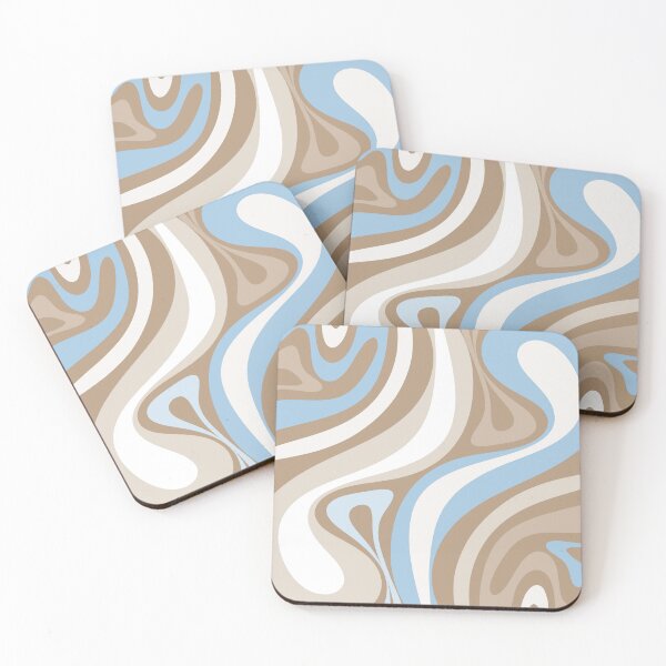 Item preview, Retro Abstract Ice Blue and Light Mocha New Groove Fluid Swirl Pattern designed and sold by kierkegaard.
