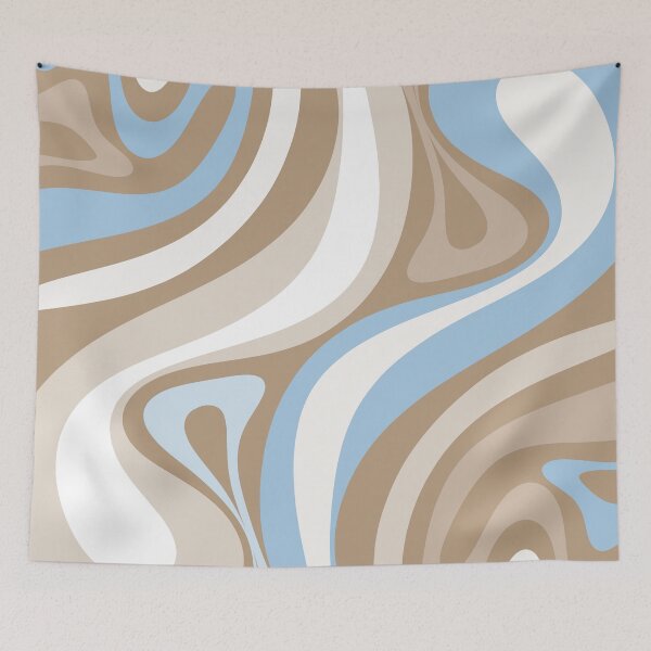 Item preview, Retro Abstract Ice Blue and Light Mocha New Groove Fluid Swirl Pattern designed and sold by kierkegaard.
