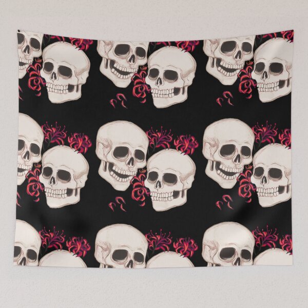 Item preview, Memento Mori Spider Lillies Skulls Goth designed and sold by KateDreams.