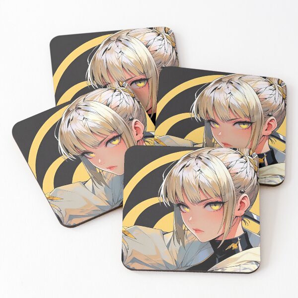 Artikelvorschau, Cyberpunk-Anime-Mädchen mit goldenen Augen | Futuristische Streetwear-Waifu | Blonde Anime-Charakterzeichnung entworfen und verkauft von Dyan4.
