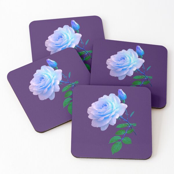 Item preview, Luxury Delicate Blue Rose wth a Bud Close-up on Dark Shapes Mania designed and sold by Shapes-Mania.