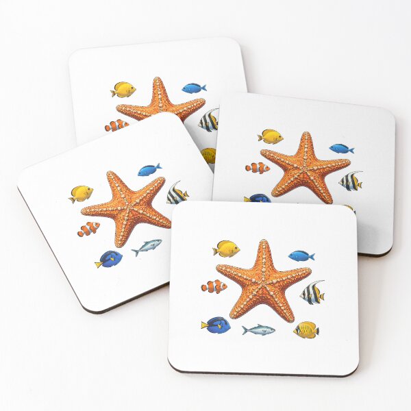 Item preview, Starfish with Little Sea Fish – Ocean Life Design designed and sold by Combat Skies.