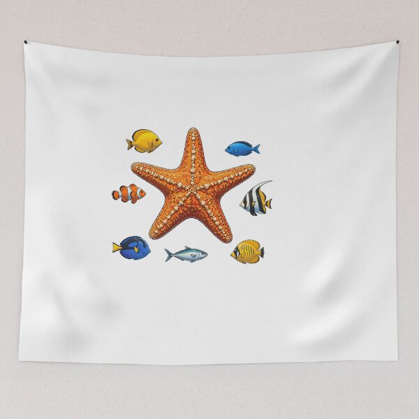 Item preview, Starfish with Little Sea Fish – Ocean Life Design designed and sold by Combat Skies.