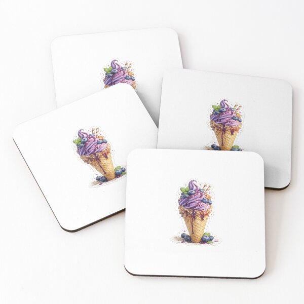 Item preview, Pegatina de cono de helado de arándanos de lujo | Pegatina PNG transparente de postre colorido y realista para portátil, diario, funda de teléfono y agenda designed and sold by Stickwolll.