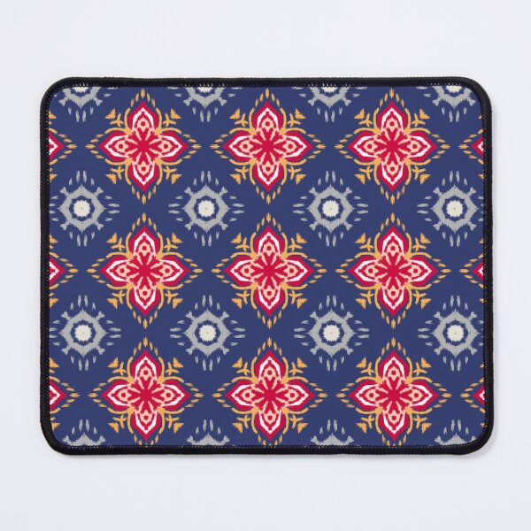 Item preview, Ikat Geometric Floral Seamless Pattern, Traditional Ethnic Ornament in Red and Navy Blue for Textile, Wallpaper, and Home Decor designed and sold by Aom Road.