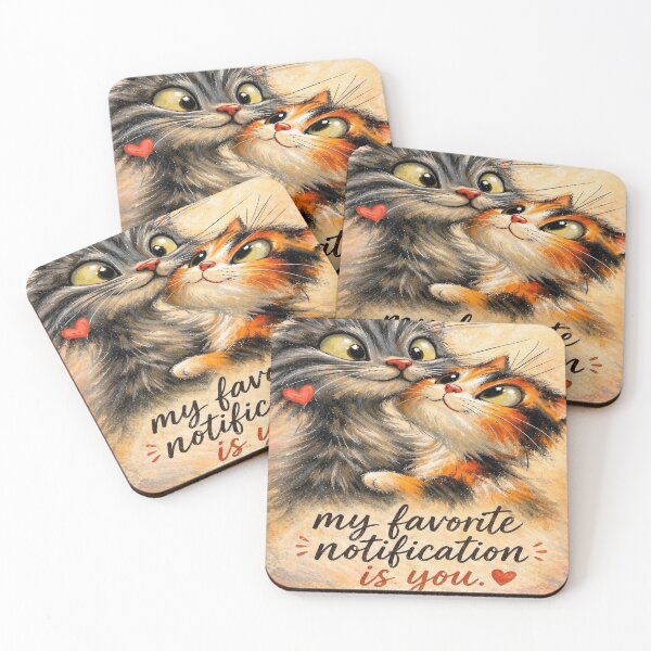 Item preview, Cute Cat Love Quote – “My Favorite Notification Is You” Romantic Kittens Art designed and sold by SoulInspiredStudios.
