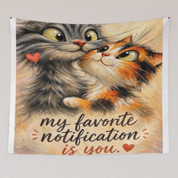 Item preview, Cute Cat Love Quote – “My Favorite Notification Is You” Romantic Kittens Art designed and sold by SoulInspiredStudios.