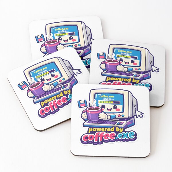 Item preview, "Powered by Coffee.exe" | Retro Tech & Aesthetic Coder Art designed and sold by Naviora.