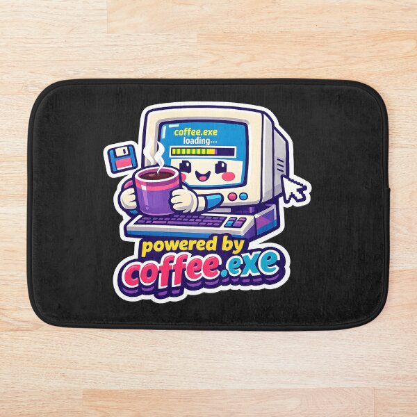 Item preview, "Powered by Coffee.exe" | Retro Tech & Aesthetic Coder Art designed and sold by Naviora.