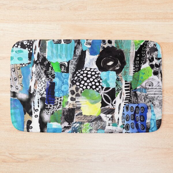 Item preview, Grungy collage in blue, green, black and white designed and sold by EmbellishEmy.