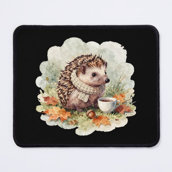Item preview, Hedgehog Tea & Autumn Leaves — Cottagecore Watercolour designed and sold by sooperstore.