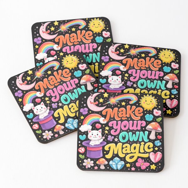 Item preview, Make Your Own Magic – Cute Rainbow Cat Motivational Design designed and sold by WinterStorm01.