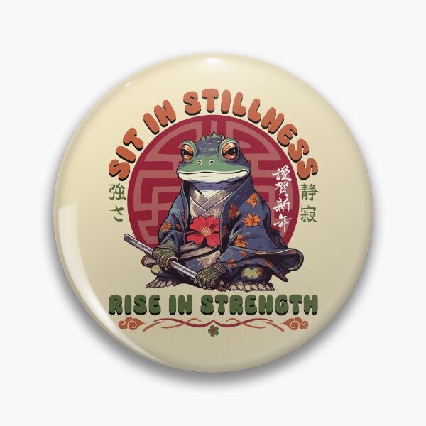 Item preview, Frog Sit Stillness Zen Calm Strength Japanese Wisdom designed and sold by DaVinciFeather.
