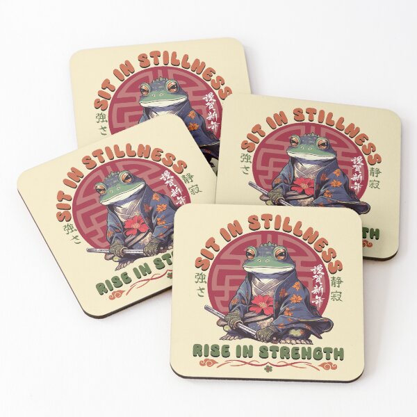 Item preview, Frog Sit Stillness Zen Calm Strength Japanese Wisdom designed and sold by DaVinciFeather.