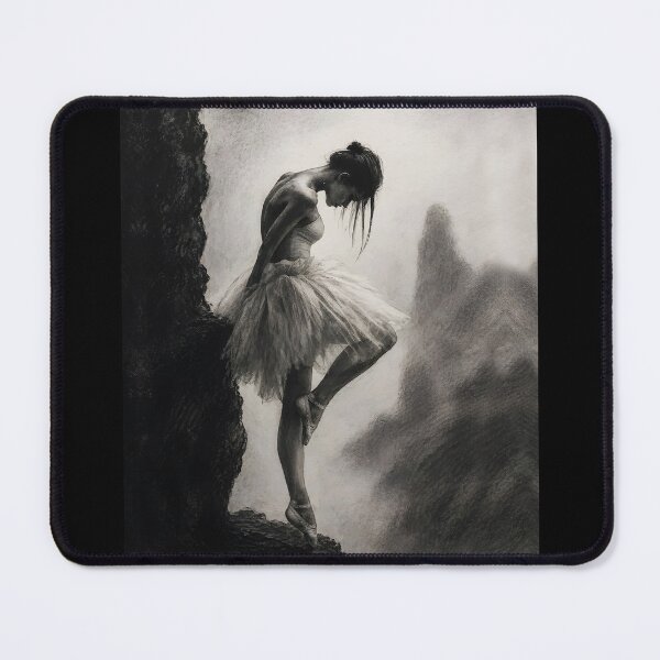 Item preview, Ballerina on Cliff Edge Monochrome Art designed and sold by RamyGallery.