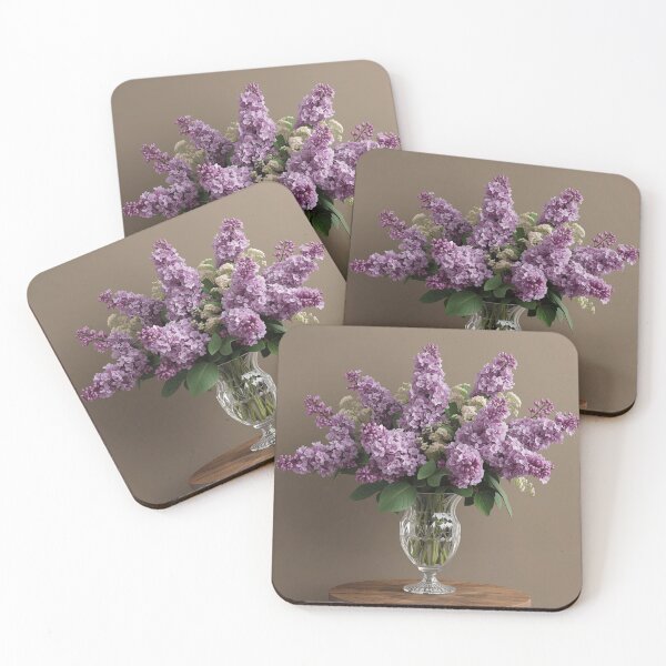 Item preview, Lilac Flower Bouquet in Glass Vase On Table designed and sold by burbankdesigns.