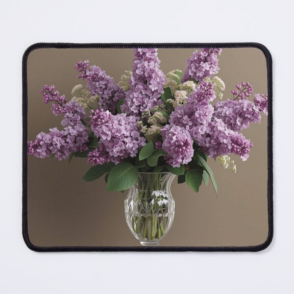 Item preview, Lilac Flower Bouquet in Glass Vase On Table designed and sold by burbankdesigns.
