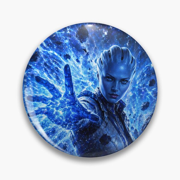 Item preview, Blue Biotic Power | Sci-Fi Alien Warrior Poster | Cosmic Energy Explosion Art designed and sold by Echoes of the Void .