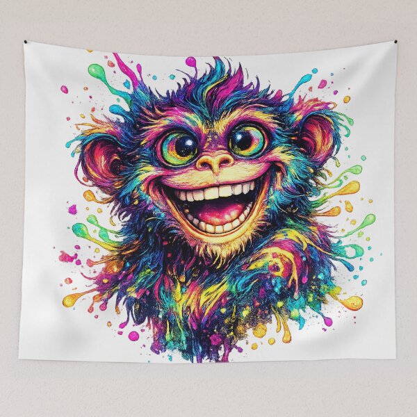 Item preview, Neon Joy Monkey – Psychedelic Trippy Smile Explosion designed and sold by Cairofe.
