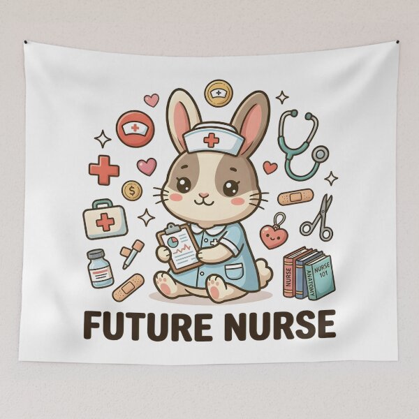 Item preview, Cute Bunny Future Nurse Kids T-Shirt – Caring Rabbit Cartoon designed and sold by DIRTYSKETCHH.