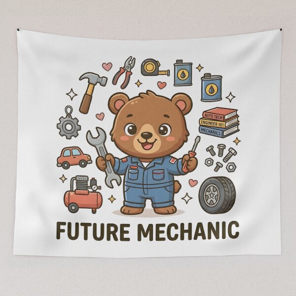 Item preview, Cute Bear Future Mechanic Kids T-Shirt – Funny Repair Bear designed and sold by DIRTYSKETCHH.