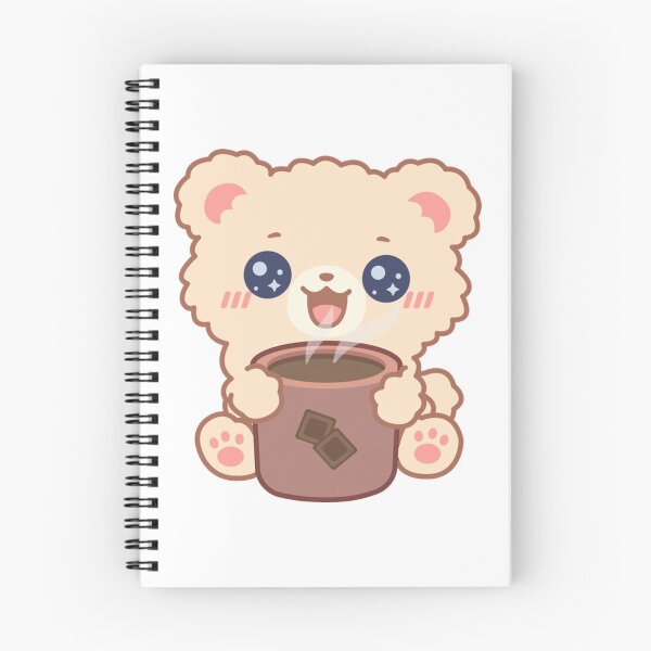 Item preview, Cute Bear Drinking Chocolate Kawaii Illustration designed and sold by VioArtCreations.