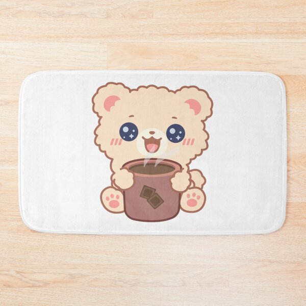 Item preview, Cute Bear Drinking Chocolate Kawaii Illustration designed and sold by VioArtCreations.