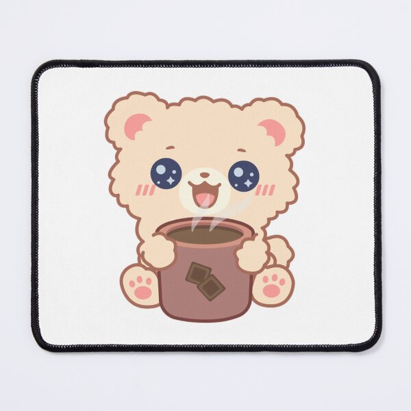Item preview, Cute Bear Drinking Chocolate Kawaii Illustration designed and sold by VioArtCreations.
