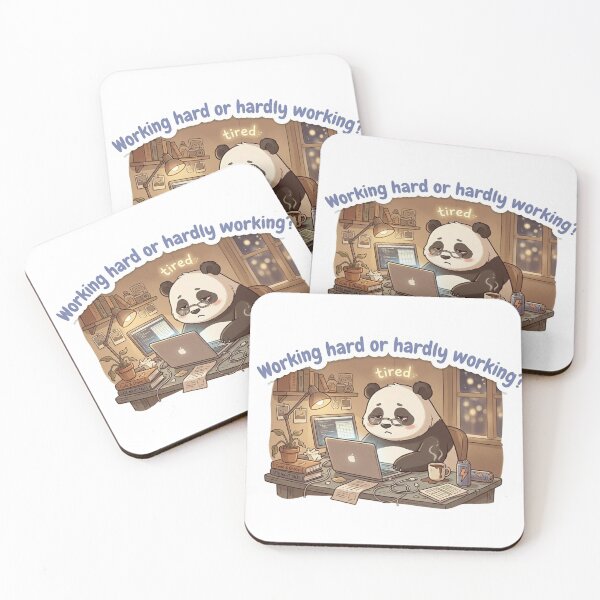 Item preview, Tired Panda Working Late Sticker designed and sold by Mochi-Sprites.