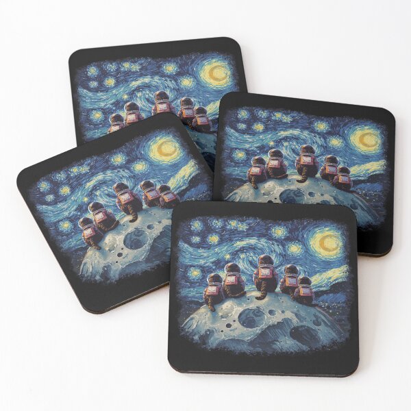 Item preview, Space Cats on the Moon in Van Gogh's Starry Night designed and sold by EschatonGarden.