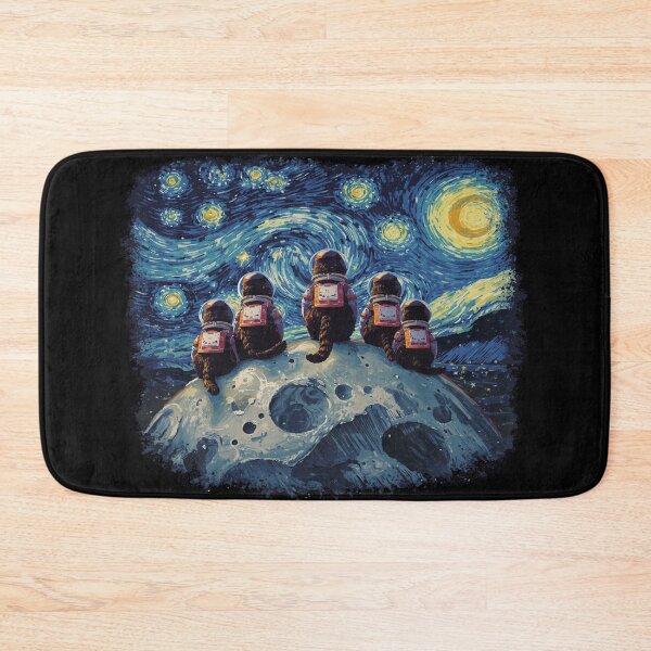 Item preview, Space Cats on the Moon in Van Gogh's Starry Night designed and sold by EschatonGarden.