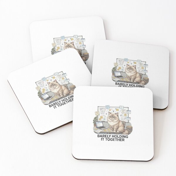 Item preview, Barely Holding It Together – Overworked Office Cat Sticker designed and sold by wildbest.