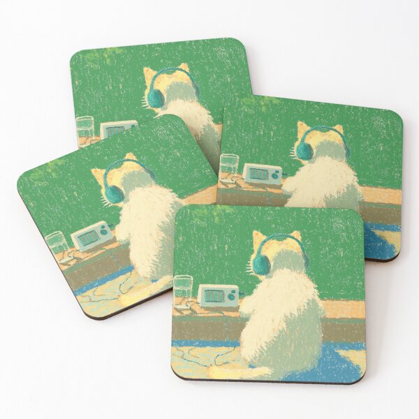 Item preview, Retro Music Cat Listening to Radio with Headphones Cute Aesthetic Design designed and sold by Meow-Attitude.
