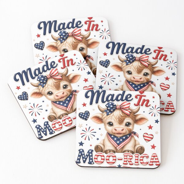Item preview, Made in MOO-RICA, 4th of July holiday, Baby Highland Cow Lovers, Independence Day, 250th anniversary, Holiday Family Vibes designed and sold by ShayeCollective.