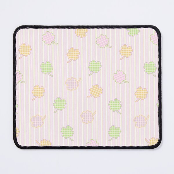 Item preview, Checked-Pattern Clover Leaf on White-Pink Stripe Background designed and sold by kindacute-shop.