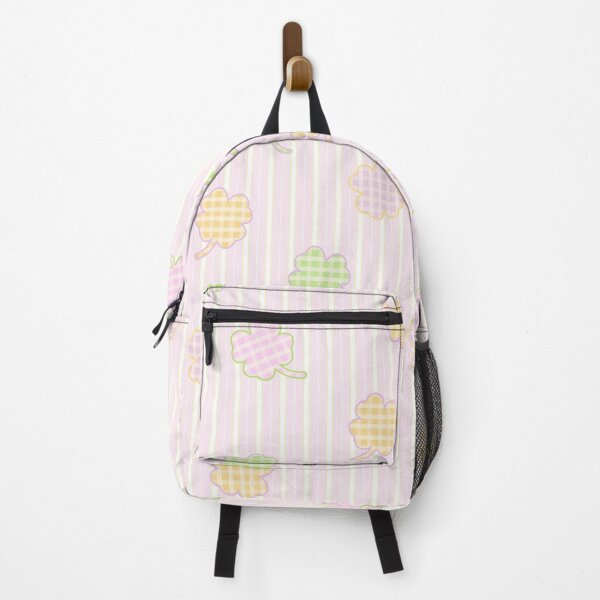 Item preview, Checked-Pattern Clover Leaf on White-Pink Stripe Background designed and sold by kindacute-shop.