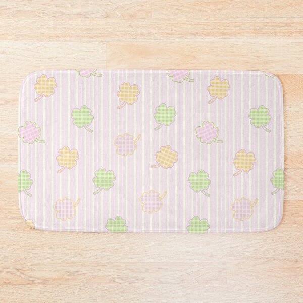 Item preview, Checked-Pattern Clover Leaf on White-Pink Stripe Background designed and sold by kindacute-shop.
