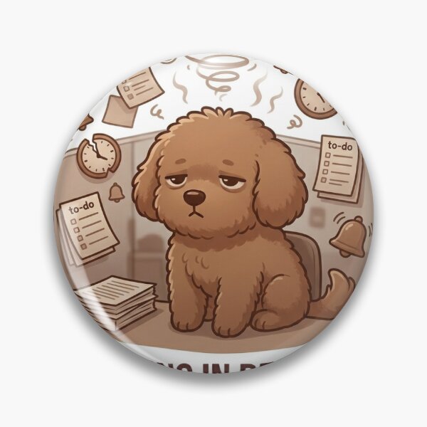 Item preview, Drowning in Deadlines – Brown Office Dog Stress Sticker designed and sold by wildbest.
