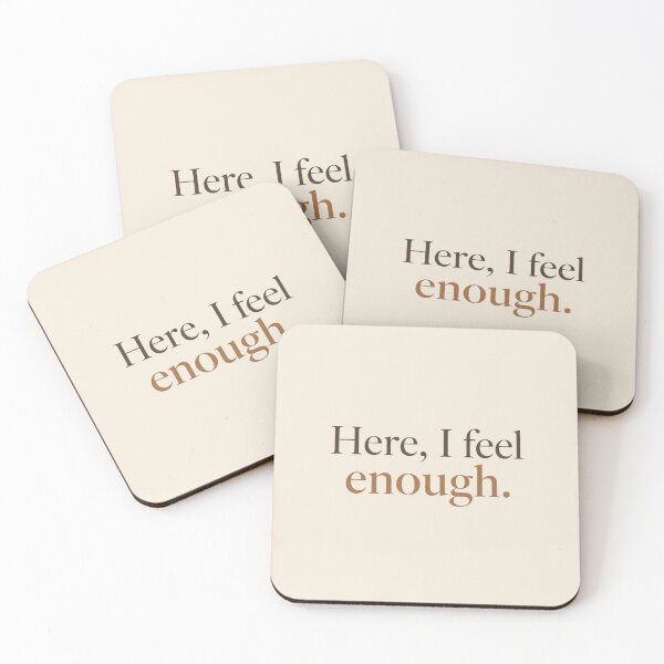 Item preview, Here, I Feel Enough – Minimal Self Worth & Inner Peace Quote Design designed and sold by Irene Catchmind.