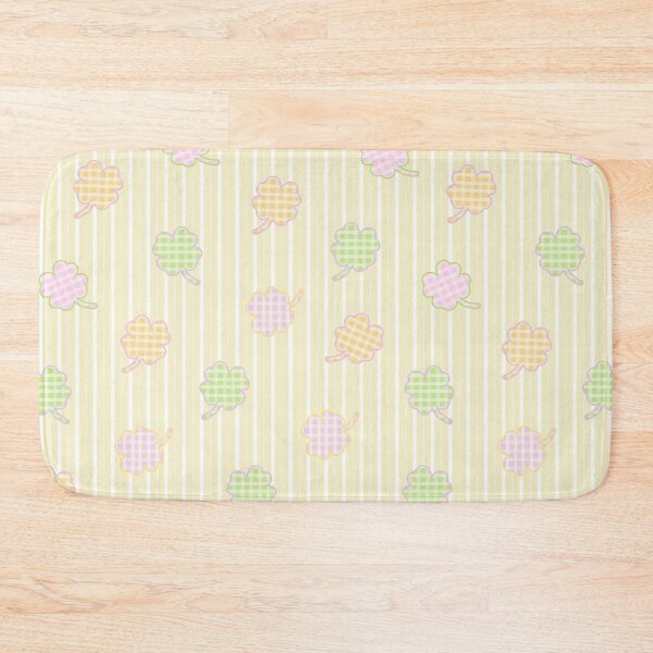 Item preview, Checked-Pattern Clover Leaf on White-Yellow Stripe Background designed and sold by kindacute-shop.