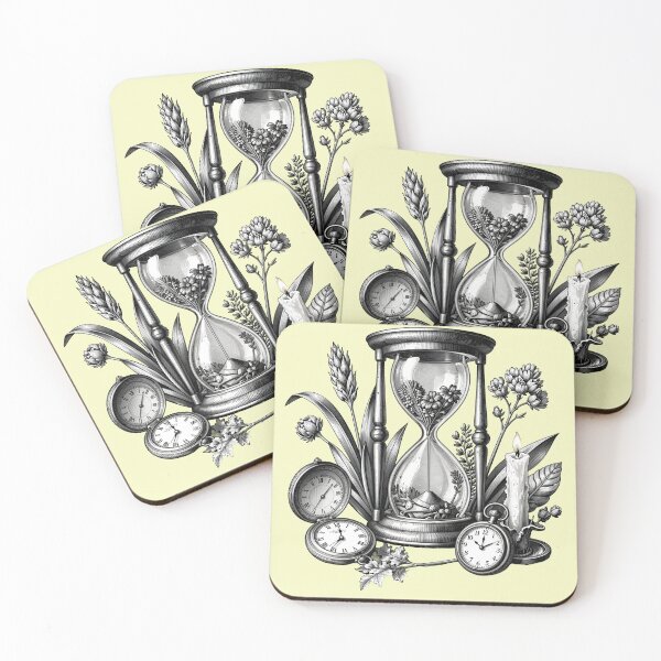 Item preview, Hourglass & Botanicals — Dark Academia Ink Engraving designed and sold by sooperstore.