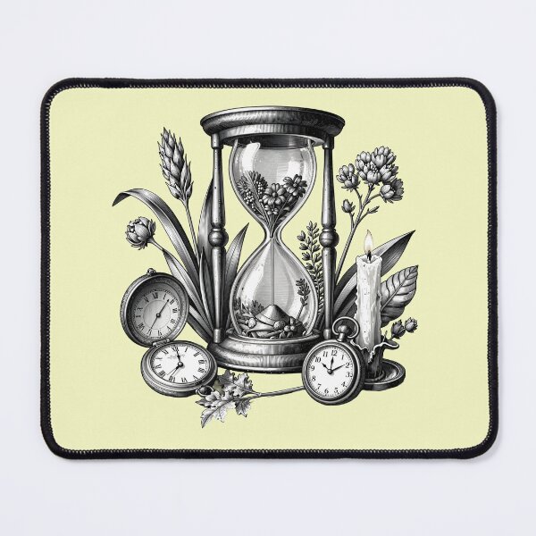 Item preview, Hourglass & Botanicals — Dark Academia Ink Engraving designed and sold by sooperstore.