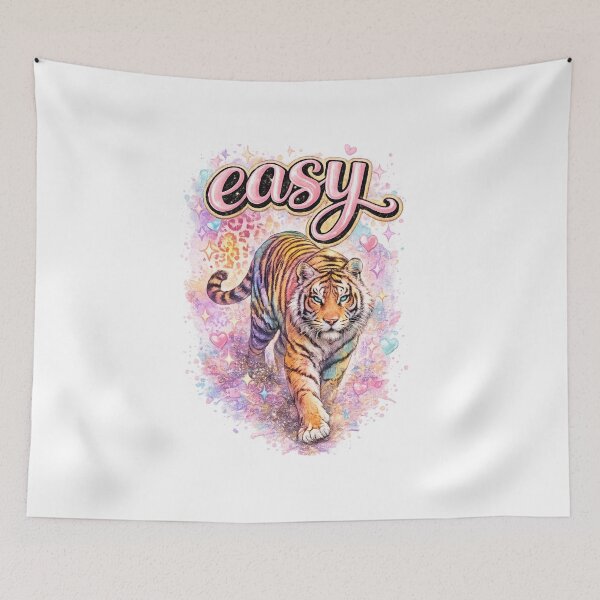 Item preview, Easy Tiger Colorful Girly Tiger Graphic Cute Wild Aesthetic Sticker designed and sold by Dana  Burke.